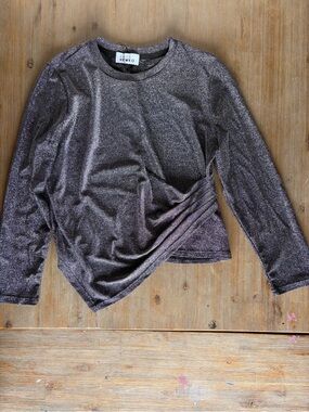 Kate Hewko Draped Glitter Long Sleeve Top